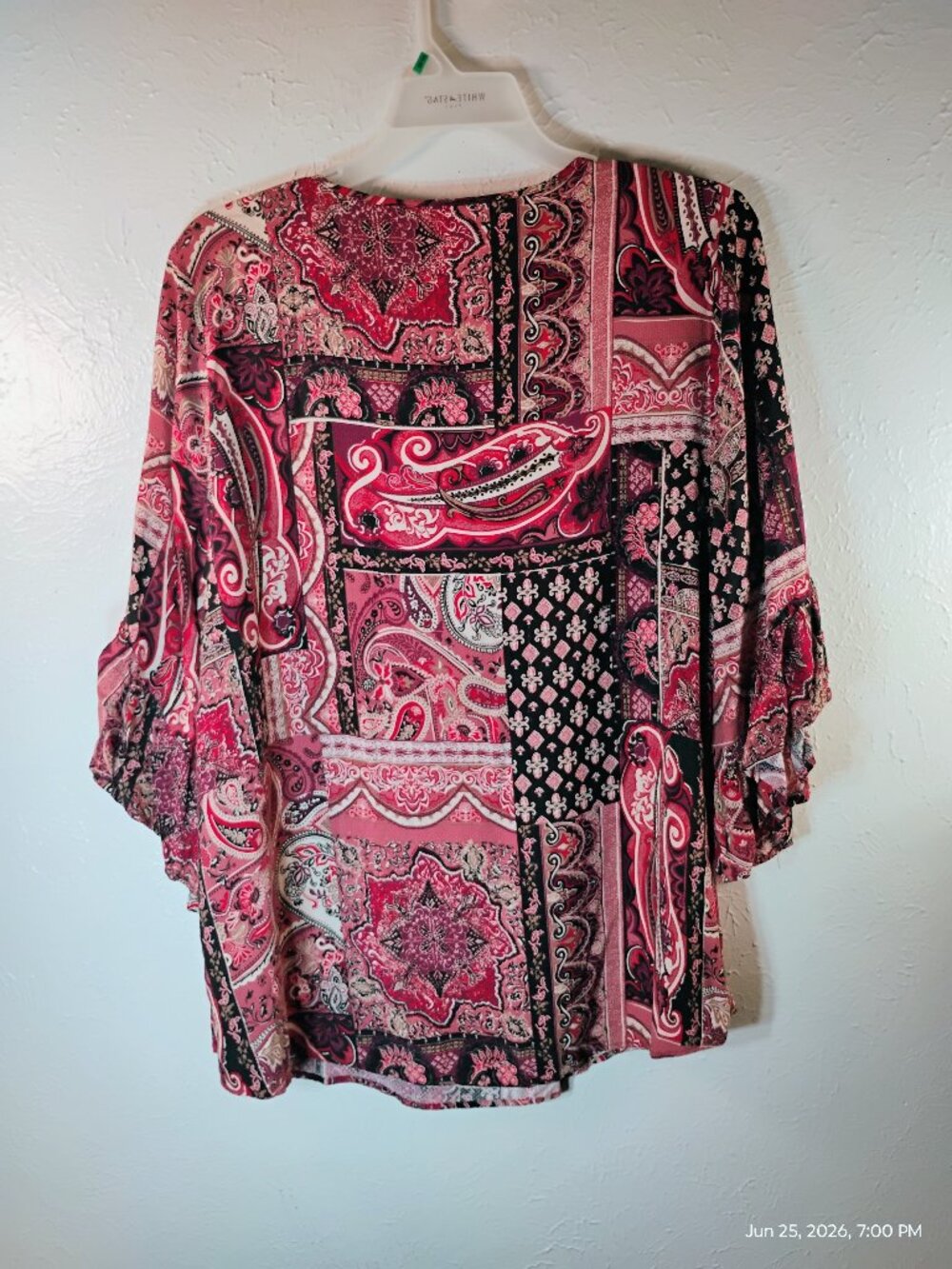 Avenue Plus Size Peasant Top – Size 26/28 – Pink & Black Paisley Patchwork - Picture 2 of 10